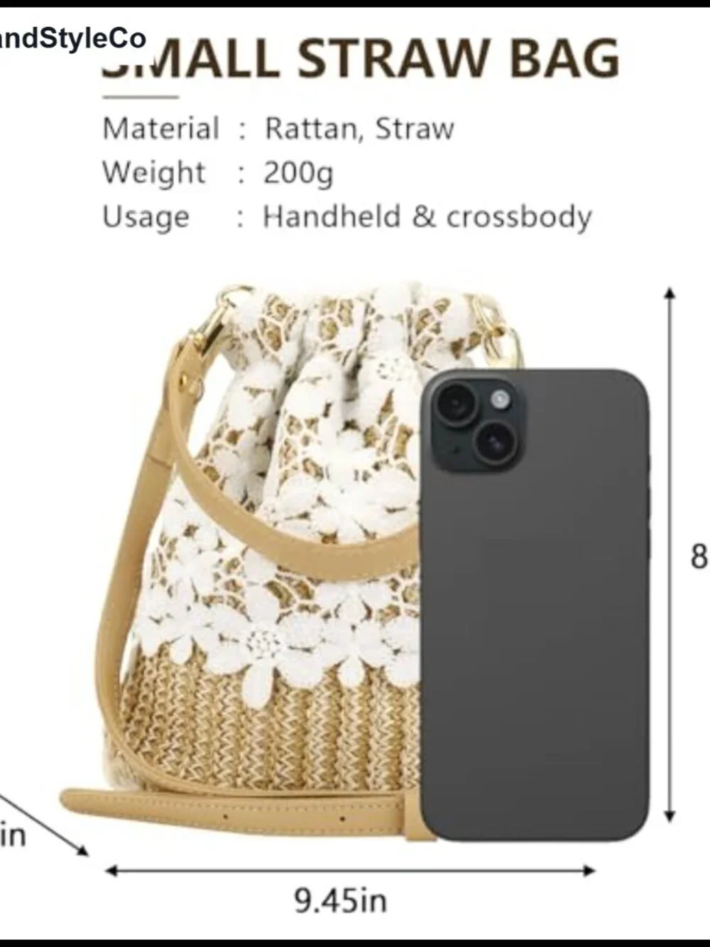 Bamboo Handbag Woven Straw Shoulder Crossbody Sling Bag for Women Beach